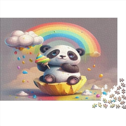 Panda-Regenbogen Hochwertiges Puzzlespiel Für Erwachsene Und Jugendliche - Gaming süße Tiere Puzzle Und Brain Challenge Spielen Spielepuzzles Aus Holz 1000pcs (75x50cm) von EVMILA