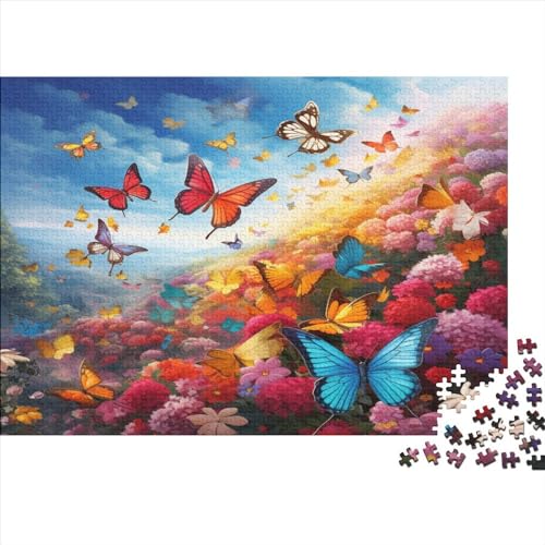 Schmetterling Puzzles Für Erwachsene Teenager 300 Teile Premium Quality Hölzern Farbenfrohe Blumen Puzzles Stress Abbauen Geschicklichkeitsspiel Für Die Ganze Familie 300pcs (40x28cm) von EVMILA