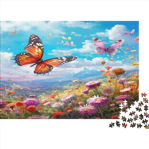 Schmetterling Puzzles Für Erwachsene Teenager 500 Teile Premium Quality Hölzern Farbenfrohe Blumen Puzzles Impossible Puzzle Puzzle-Geschenk Für Die Ganze Familie 500pcs (52x38cm) von EVMILA