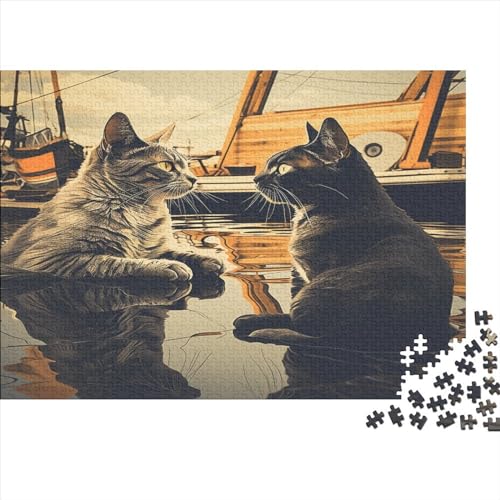 Süße Katzen Puzzles Für Erwachsene Teenager 500 Teile Premium Quality Hölzern Tierkunst Puzzles Impossible Puzzle Puzzle-Geschenk Für Die Ganze Familie 500pcs (52x38cm) von EVMILA