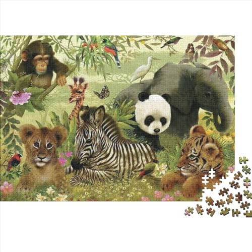 Süße Tiere Erwachsenenpuzzle, Geschicklichkeitsspiel Dschungeltiere Spielepuzzles Für Die Ganze Familie, Ideal Als Wandbild Puzzles 300pcs (40x28cm) von EVMILA