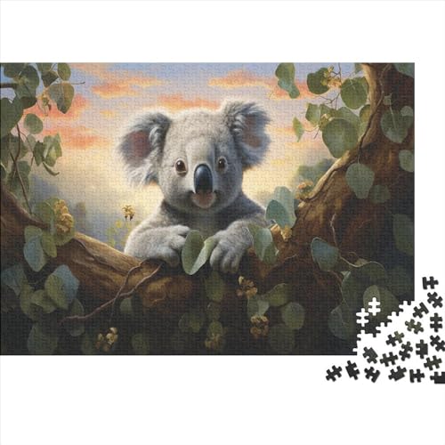 Süßer Koala Puzzles Für Erwachsene Teenager 500-teiliges Premium Quality Hölzern Tierwelt Kunst Puzzles Familien-Puzzlespiel Puzzle-Geschenk Home Dekoration 500pcs (52x38cm) von EVMILA
