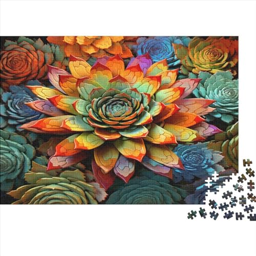 Sukkulenten Puzzles Für Erwachsene Teenager 500 Teile Premium Quality Hölzern Bunte Pflanzen Puzzles Herausforderndes Puzzle Puzzle-Geschenk Home Dekoration 500pcs (52x38cm) von EVMILA