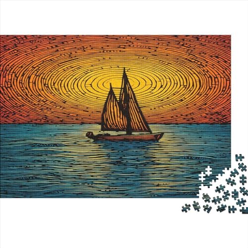 Sunset and Dusk Gaming Puzzle Spiel-Artwork Für Erwachsene Teenager Sail Puzzlespiel Mit Spielepuzzles Holzpuzzle 1000pcs (75x50cm) von EVMILA
