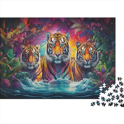 Tigerfamilie Puzzles Für Erwachsene Teenager 300 Teile Premium Quality Hölzern Dschungel-Wildtiere Puzzles Familien-Puzzlespiel Puzzle-Geschenkfür Die Ganze Familie 300pcs (40x28cm) von EVMILA