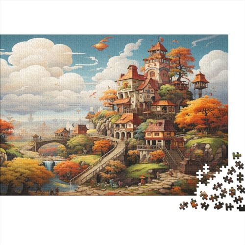 Town Holzpuzzle - Puzzles Spiel Für Erwachsene Und Jugendliche, Gamer Geschenk, Brain Challenge Spielen Street Housing Spielepuzzles 300pcs (40x28cm) von EVMILA