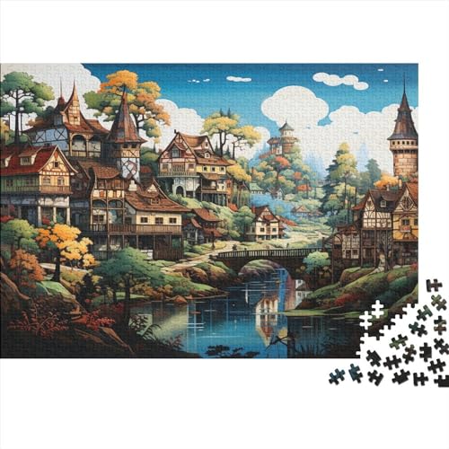 Town Impossible Puzzle, Geschicklichkeitsspiel Für Die Ganze Familie, Farbenfrohes Legespiel, Street Housing Erwachsenenpuzle 1000pcs (75x50cm) von EVMILA