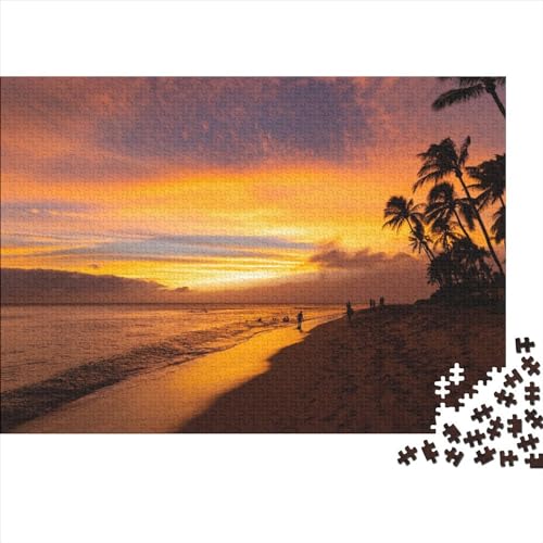 Twilight Beach Puzzles Spiel Holzpuzzle Familienpuzzle Verringerter Druck Schwieriges Puzzle Unmögliche Hawaii Beach Puzzle Für Erwachsene Und Jugendliche 1000pcs (75x50cm) von EVMILA