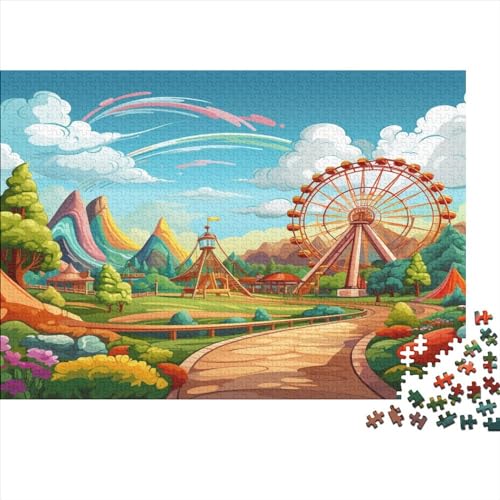 Vergnügungsparks Puzzles Für Erwachsene Teenager1000-teiliges Premium Quality Hölzern Landschaft Puzzles Stress Abbauen Geschicklichkeitsspiel Home Dekoration 1000pcs (75x50cm) von EVMILA