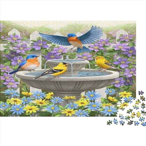 Vogelblumen Impossible Puzzle, Geschicklichkeitsspiel Für Die Ganze Familie, Farbenfrohes Legespiel, Tierkunst Erwachsenenpuzle 300pcs (40x28cm) von EVMILA