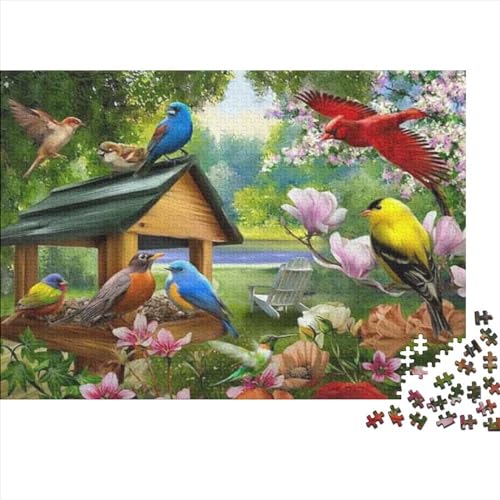 Vogelblumen Impossible Puzzle, Geschicklichkeitsspiel Für Die Ganze Familie, Farbenfrohes Legespiel, Tierkunst Erwachsenenpuzle 500pcs (52x38cm) von EVMILA
