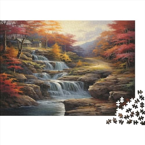 WaldwasserFallens Puzzles Für Erwachsene Teenager 300 Teile Premium Quality Hölzern Autumn Landschaft Puzzles Kinder Lernspiel Spielzeug Geschenk Puzzle-Geschenk Für Die Ganze Familie 300pcs (40x28cm) von EVMILA