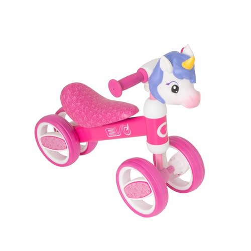 HTI Atom Kinder Bobble Bike mit Korb | Mein erstes Laufrad für Kleinkinder | Leichtes Balance Bike, Trainingsrad & Lauflernrad | Perfektes Kinderfahrrad ab 1 Jahr (Einhorn) von EVO