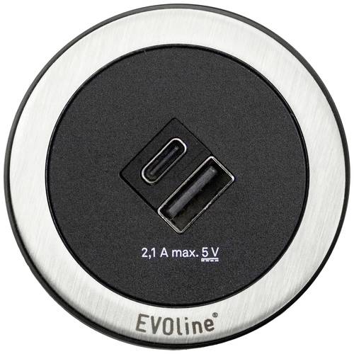 EVOline 1592 8001 4900 Tischanschlussfeld Schwarz/Edelstahl Schutzkontakt von EVOline