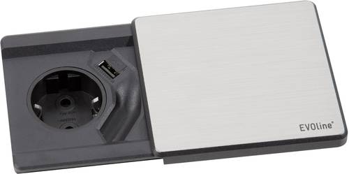 EVOline 159270003300 Einbau-Steckdose mit USB Silber, Schwarz von EVOline