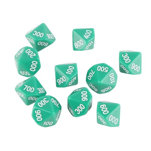 10pcs 10 -seitige Würfel mit weißer Nummer, unterrichtet Würfel für Spiele Bildung Unterhaltung (Grün) von EVTSCAN