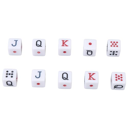 10pcs Würfel Set 16mm Kunststoff 6 -Seiten JQK Number Dice Cubes für Tischspiele Brettspiele weiß von EVTSCAN