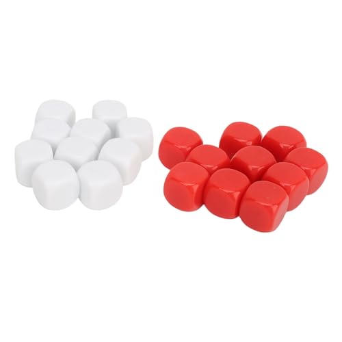 20 Stcs DIY Aufkleberwürfel Blindflecken langlebige Plastikwürfel Sechsseitiger Würfel mit abgerundeten Ecken geglättet (White+Red) von EVTSCAN