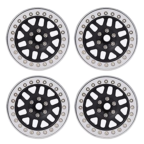 4pcs 2,2 -Zoll -Aluminiumlegierung Legierung Badlock Wheel Wheel Hubs Neuheit Erscheinung Stabilität und Haltbarkeit 4 SCX10 RR10 90048 1/10 RC -Autozubehör (Black outside and silver inside 7) von EVTSCAN