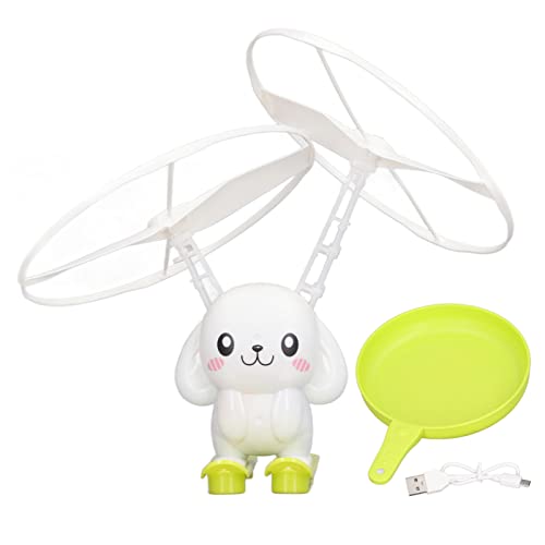 Bubble Blowing Hubschrauber Spielzeug USB wiederaufladbare automatische Induktionsblase Fliegerspielzeug mit LED -Licht für Kinder und Erwachsene (Bunny) von EVTSCAN