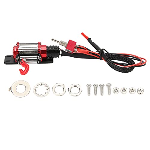 EVTSCAN 1/10 RC Raupen Kletter Wagen Elektro-Metall-Winde, rot, elektrisch, Metall-Winde, stabil und langlebig, kletternd Auto für SCX10/4/D90 von EVTSCAN