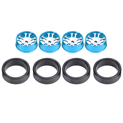 EVTSCAN 1/28 RC -Auto Aluminiumlegierung Metall Wheel Wheel Hub Kunststoff Reifenräder Upgrade Performance Fit K969 Fernbedienung (Blue) von EVTSCAN