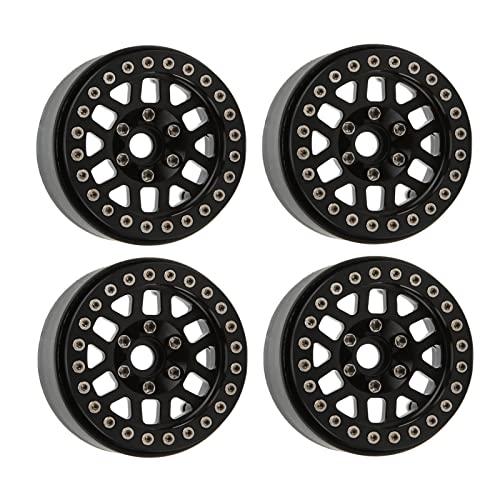 EVTSCAN 1,9 Zoll Beadlock-Felgen aus Aluminiumlegierung für Axial SCX10 90046 RC Crawler Autoteile, Verbesserung der Simulation, anwendbar für ferngesteuerte Autos (Black) von EVTSCAN