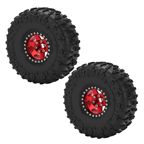 EVTSCAN 1,9 -Zoll -Rad Rand Reifen Set Metall Gummireifen für axiales SCX10 1/10 RC Crawler Car (Red Black) von EVTSCAN