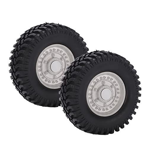 EVTSCAN 1,9in Beadlock- Metall Rand 100 mm Durchmesser Alle Terrain Gummireifen SCX10 1/10 RC-Auto-Crawler für Offroad-Rennen (Silver) von EVTSCAN