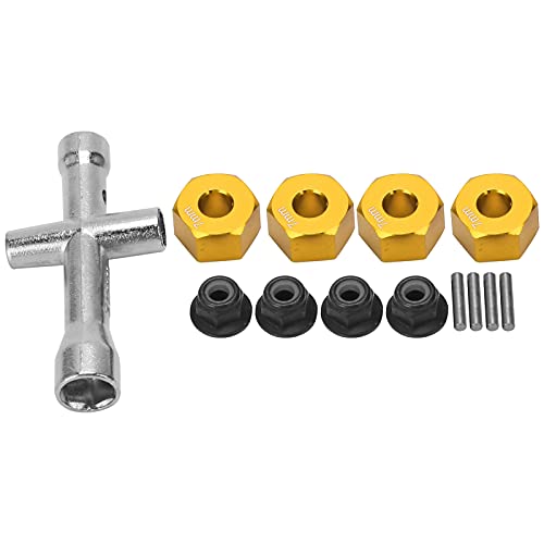 EVTSCAN 12-mm-Rad-Hex-Hub-Adapter hochwertiges Aluminium für 1/10 RC-Auto (Gold) von EVTSCAN