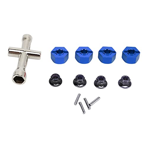 EVTSCAN 12mm Hex Hubs Radadapter Aluminiumlegierung RC HEX -Rad Hub -Adapter mit Kreuzschlüssel für RC -Auto -Upgradeszubehör (Dark Blue) von EVTSCAN