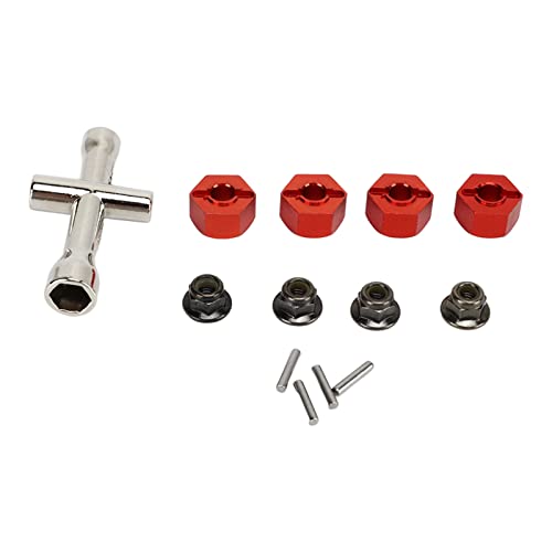EVTSCAN 12mm Hex Hubs Radadapter Aluminiumlegierung RC HEX -Rad Hub -Adapter mit Kreuzschlüssel für RC -Auto -Upgradeszubehör (Red (1.0mm Thickness)) von EVTSCAN