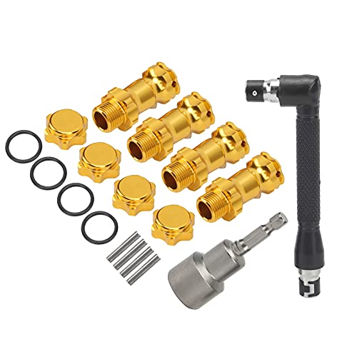 EVTSCAN 17 mm Sechskantadapter 1/8 RC -Auto Schränner -Set Verlängerung auf 29 mm hochwertige Aluminiumlegierung leicht (Gold) von EVTSCAN