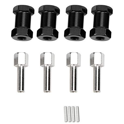 EVTSCAN 20 mm Verlängerung Aluminiumlegierrad Wheel Hub Hex-Antriebsadapter Robodle Langable Multi-Farben 4PCs für 1/10 RC-Drift Truggy Truck Teile Crawler (Black) von EVTSCAN