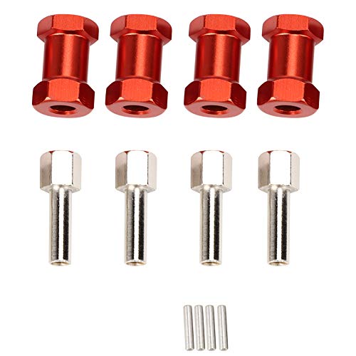 EVTSCAN 20 mm Verlängerung Aluminiumlegierrad Wheel Hub Hex-Antriebsadapter Robodle Langable Multi-Farben 4PCs für 1/10 RC-Drift Truggy Truck Teile Crawler (Red) von EVTSCAN