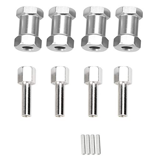 EVTSCAN 20 mm Verlängerung Aluminiumlegierrad Wheel Hub Hex-Antriebsadapter Robodle Langable Multi-Farben 4PCs für 1/10 RC-Drift Truggy Truck Teile Crawler (Silver) von EVTSCAN