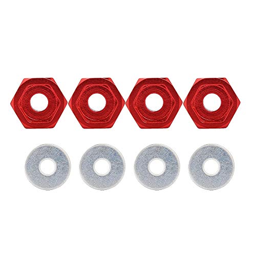 EVTSCAN 4PCS Mini RC Autorad Hex Adapter 12 bis 17 für HSP 1/10 Electric Road Fahrzeugfahrzeugwagen (Red) von EVTSCAN
