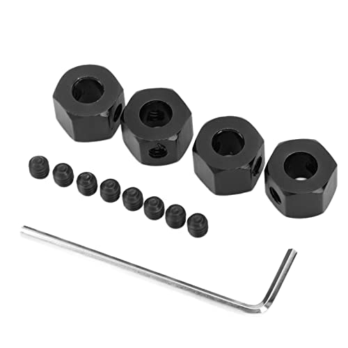 EVTSCAN Aluminium Metall Hex Wheel Hub Drive Adapter High Performance 4pcs Upgrade -Teile für WPL 1/16 RC -Auto (Black) von EVTSCAN