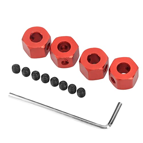 EVTSCAN Aluminium Metall Hex Wheel Hub Drive Adapter High Performance 4pcs Upgrade -Teile für WPL 1/16 RC -Auto (Red) von EVTSCAN