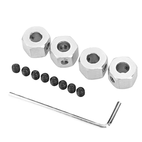 EVTSCAN Aluminium Metall Hex Wheel Hub Drive Adapter High Performance 4pcs Upgrade -Teile für WPL 1/16 RC -Auto (Silver) von EVTSCAN