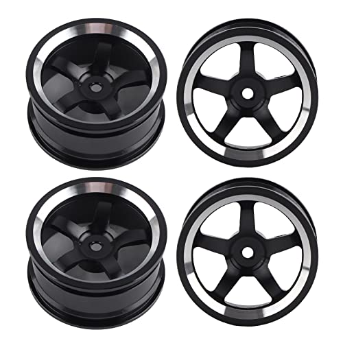 EVTSCAN Aluminiumlegierrad -Rad Hub Felgen Ersatzteile Zubehör für 1/10 RC Flat Running Drift Car (Five-Spoke Black) von EVTSCAN
