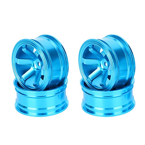 EVTSCAN Aluminiumlegierrad -Rad Hub Felgen Ersatzteile Zubehör für 1/10 RC Flat Running Drift Car (Six-Spoke Blue) von EVTSCAN