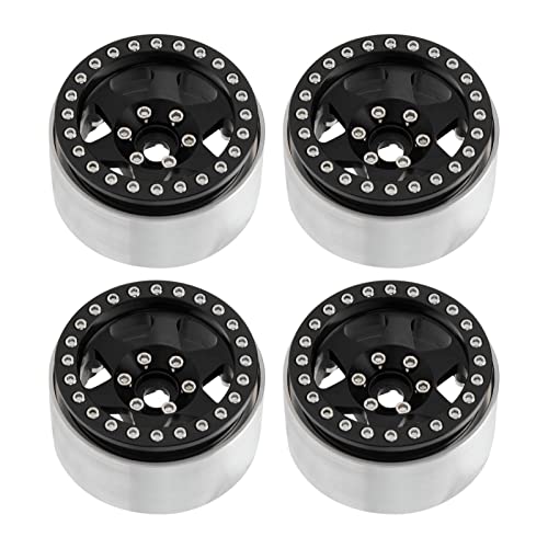 EVTSCAN Aluminiumlegierung Beadlock Wheel Hub Accessoire für RC Car Axial SCX10 Redcat MST 1/10 (Black) von EVTSCAN