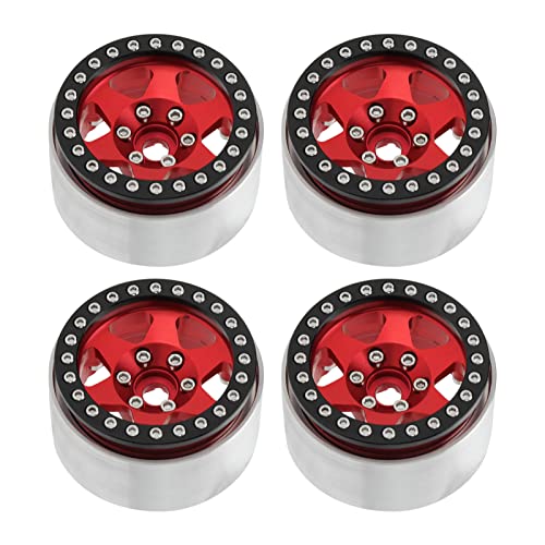 EVTSCAN Aluminiumlegierung Beadlock Wheel Hub Accessoire für RC Car Axial SCX10 Redcat MST 1/10 (Red) von EVTSCAN