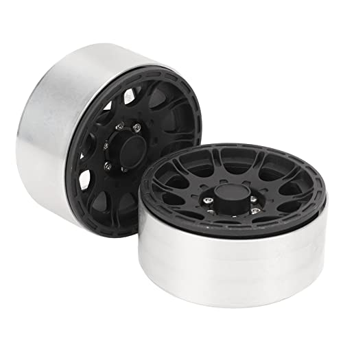 EVTSCAN Aluminiumlegierung Beadlock Wheels Rim Hubs Sturdy Fernbedienungsauto Axial Scx10 (Black) von EVTSCAN