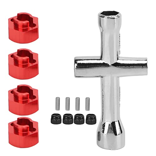 EVTSCAN Aluminiumlegierung RC Combiner -Kreuzschlüssel Kit 7mm Stall- und RC -Wartungsteile für axiale SCX24 1/24 RC -Auto (Red) von EVTSCAN