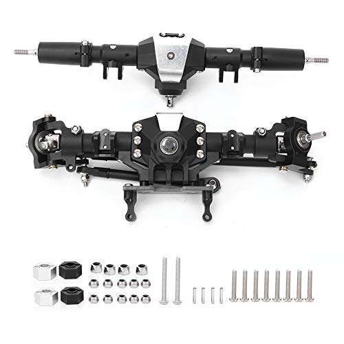 EVTSCAN Aluminiumlegierung Stahl Diamant vordere Hinterachse für axiale SCX10 II 90046 RC -Auto, präzise bearbeitete robuste Achsen für RC -Auto -Enthusiasten, Schwarze Silber (Black) von EVTSCAN
