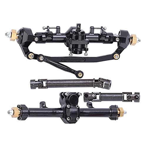 EVTSCAN Aluminiumlegierung vordere Hinterachsen -Montage -Antriebswelle für axiale SCX24 90081 1/24 RC -Auto -Upgrade -Leistung Klettern einfach Installieren Sie 1/24 Simulationsmodell RC (Black) von EVTSCAN