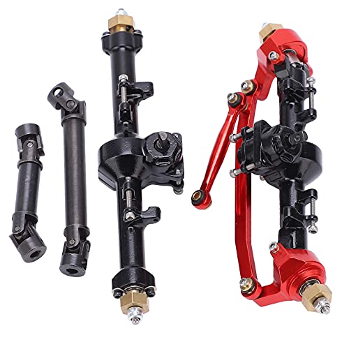 EVTSCAN Aluminiumlegierung vordere Hinterachsen -Montage -Antriebswelle für axiale SCX24 90081 1/24 RC -Auto -Upgrade -Leistung Klettern einfach Installieren Sie 1/24 Simulationsmodell RC (Black Red) von EVTSCAN
