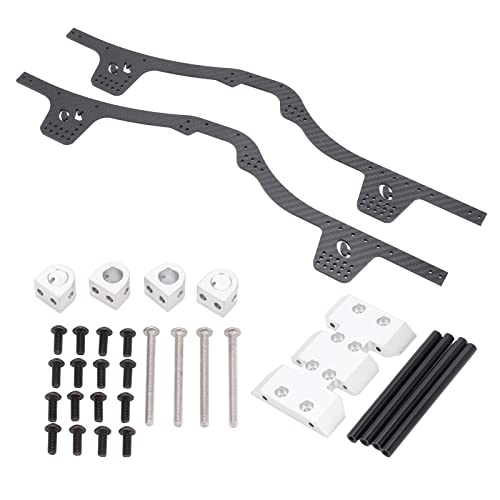 EVTSCAN Carbon -Faser -Chassis -Kit niedriger Mitte des Einstellradstands RC -Zubehör für axiale SCX10 II 90046 90047 (Silver) von EVTSCAN